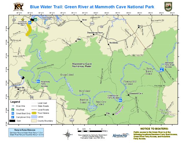 Green River, Mammoth Cave National Park Map