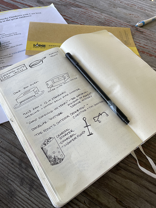 An open notebook with notes