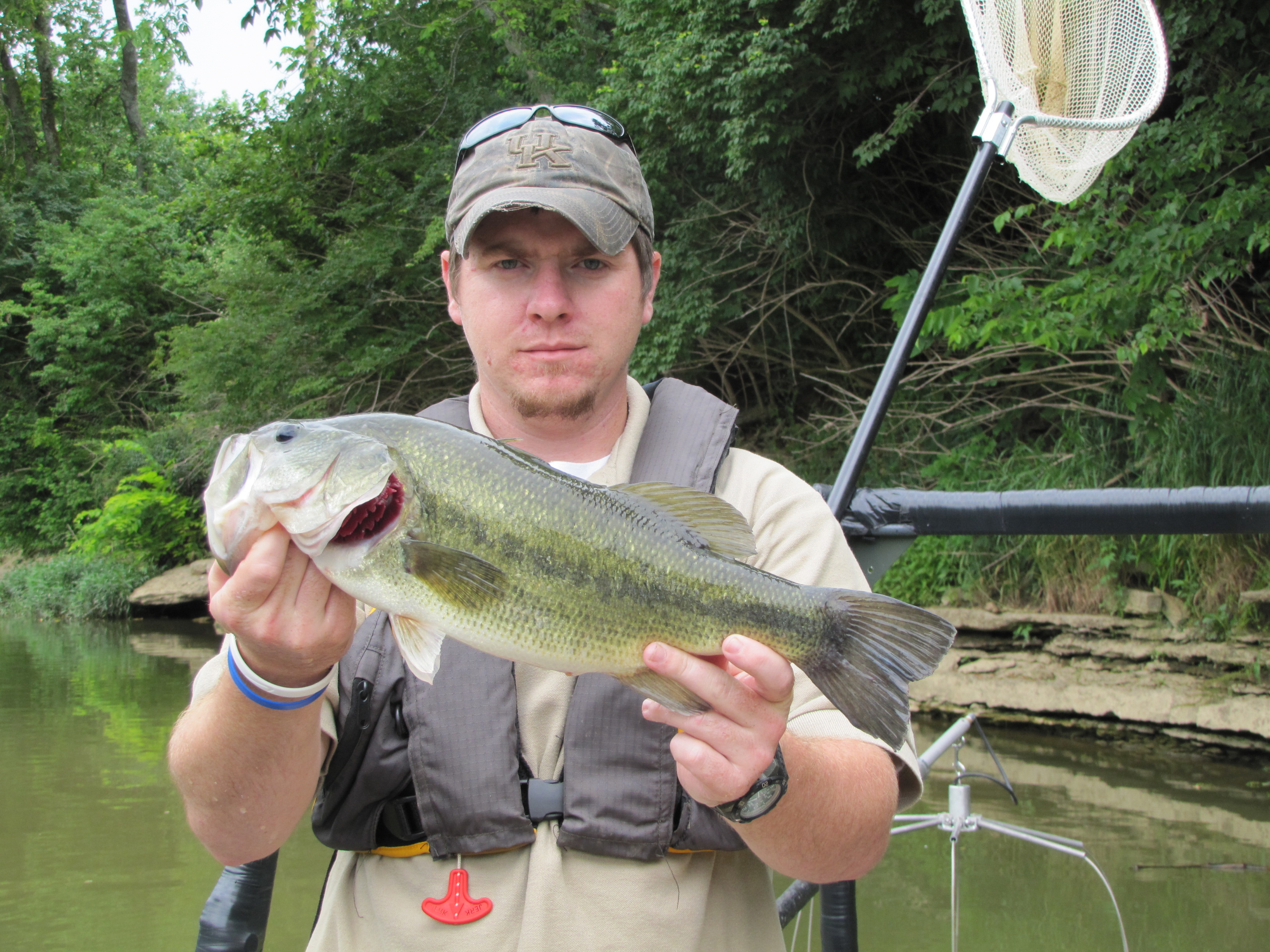 Nick Keeton, fisheries technician, holds a nice 17.0 inch largemouth bass collected and released.