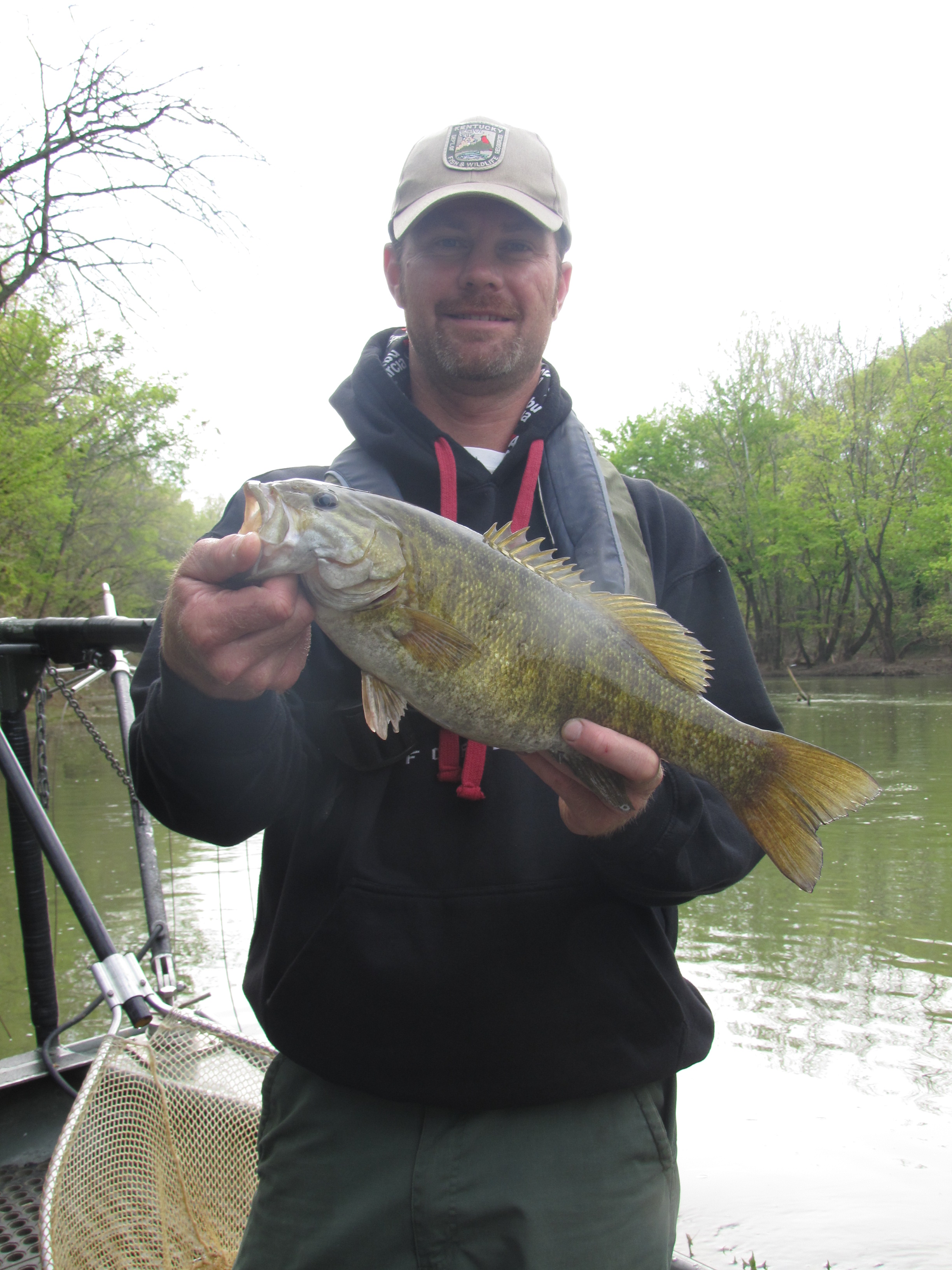 Chad Nickell, fisheries technician, holds a nice smallmouth bass collected and released from the South Fork Licking River.