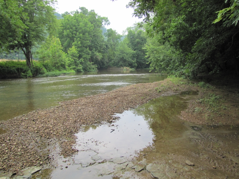 The view looking upstream from the ford crossing at Roy’s Mill Rd.