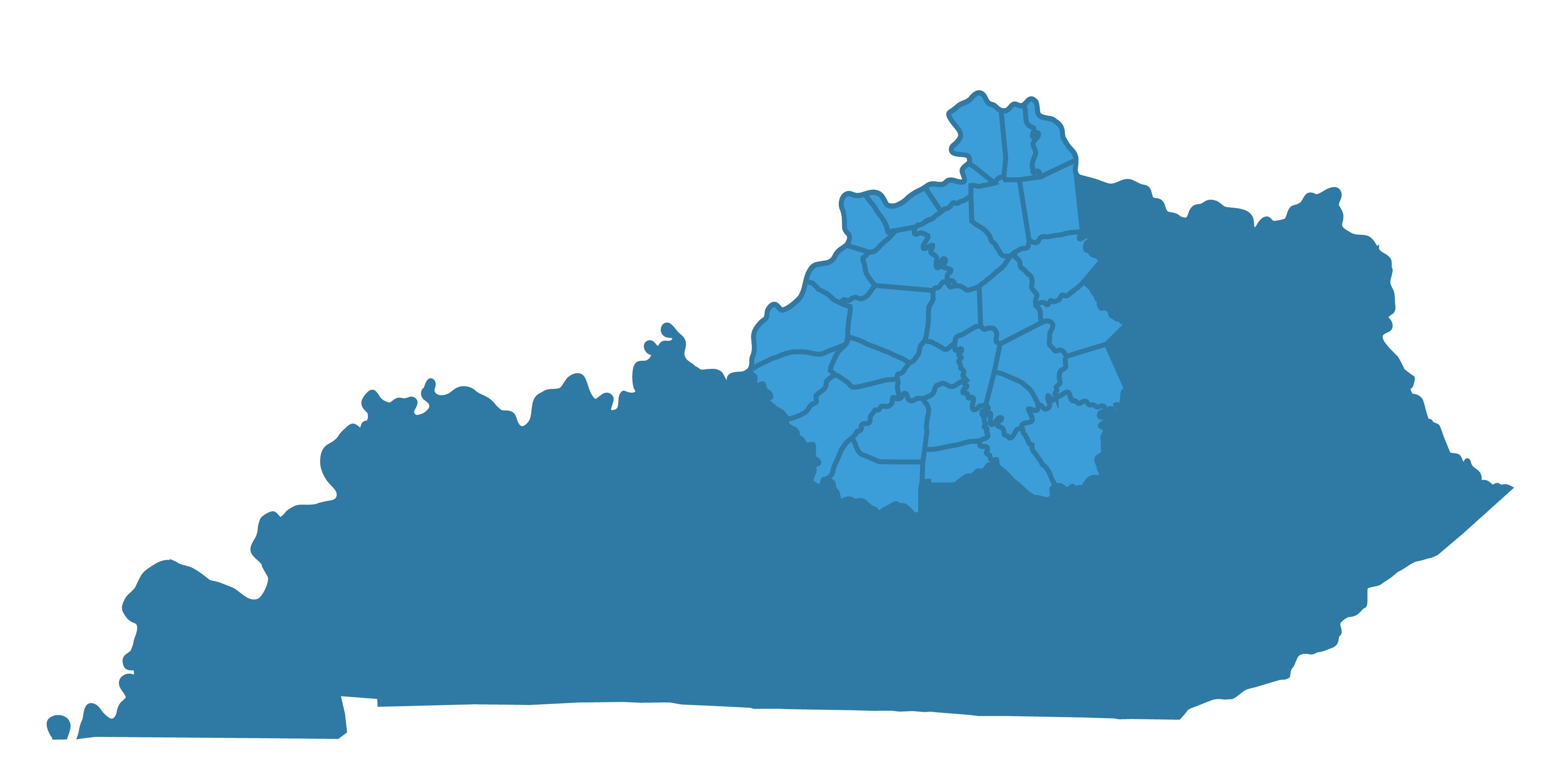 Map of Bluegrass Region counties