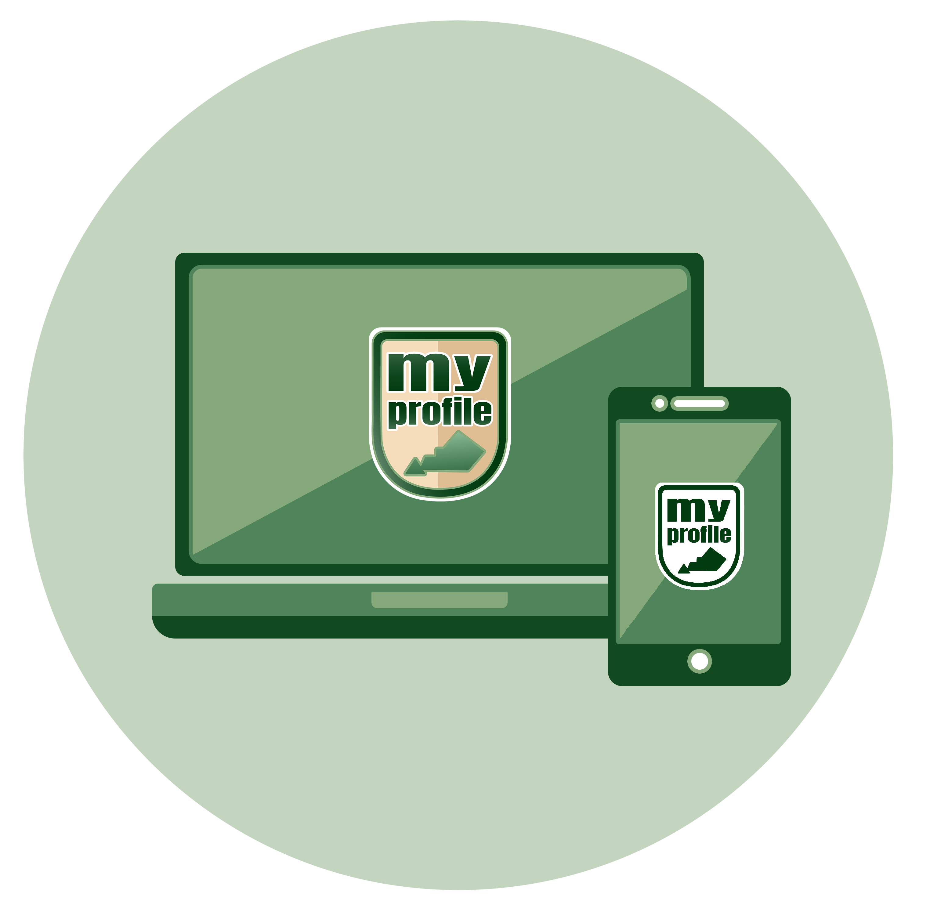 Computer and smartphone detailed icon with mypurpose logo