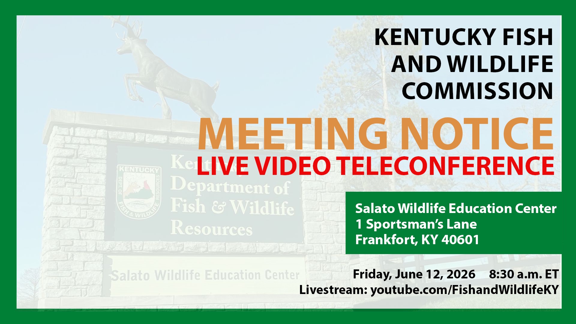 Kentucky Fish and Wildlife Commission Meeting June 12, 2026