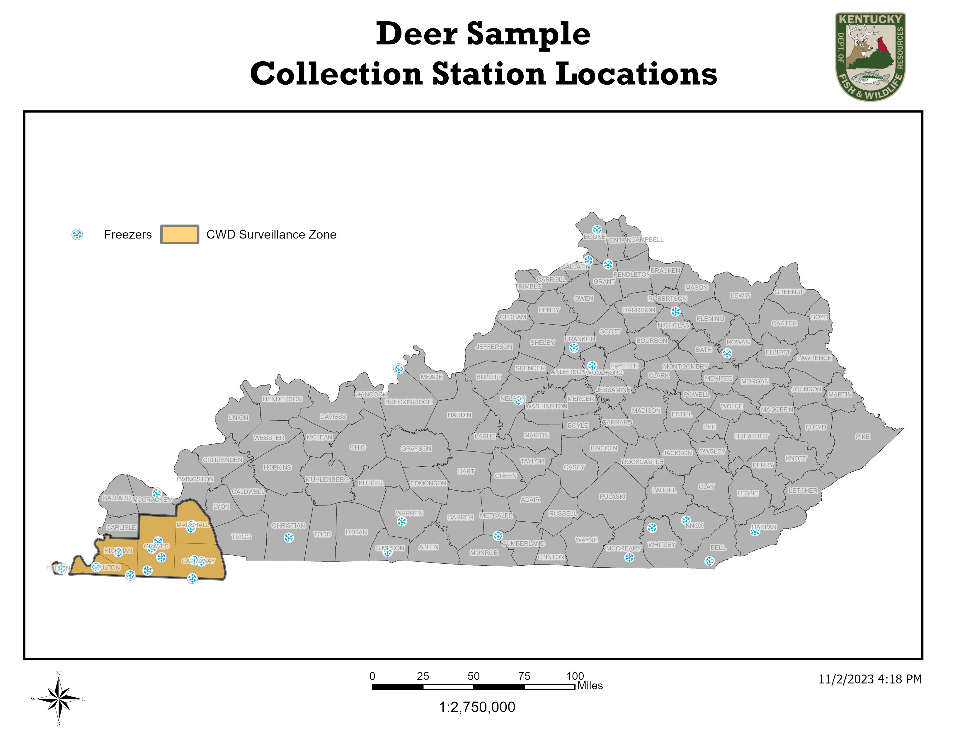 deer collection sample locations