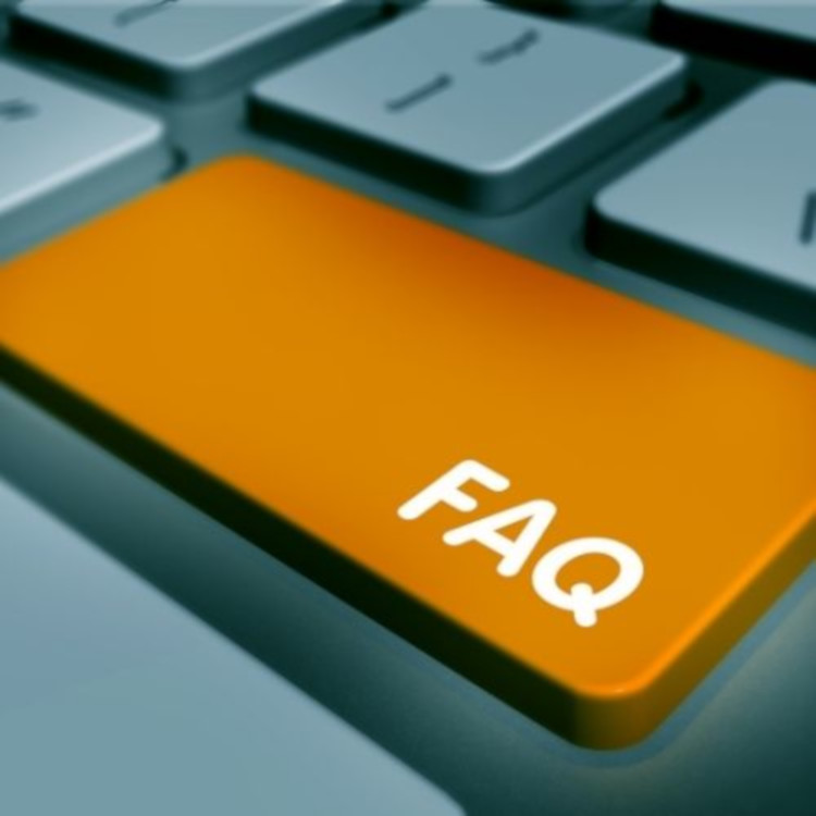 Graphic of an keyboard with a key labeled "FAQ"