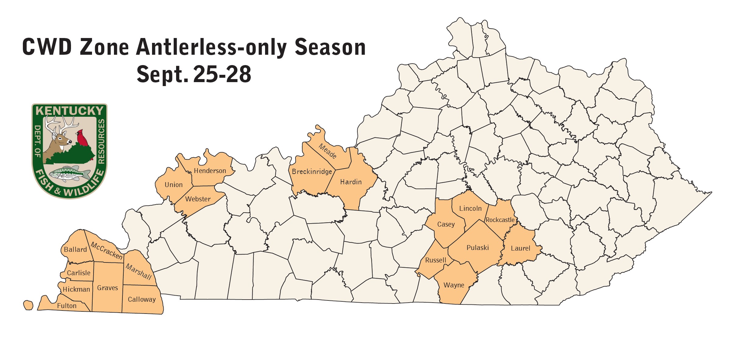 Map of CWD Antlerless Season counties