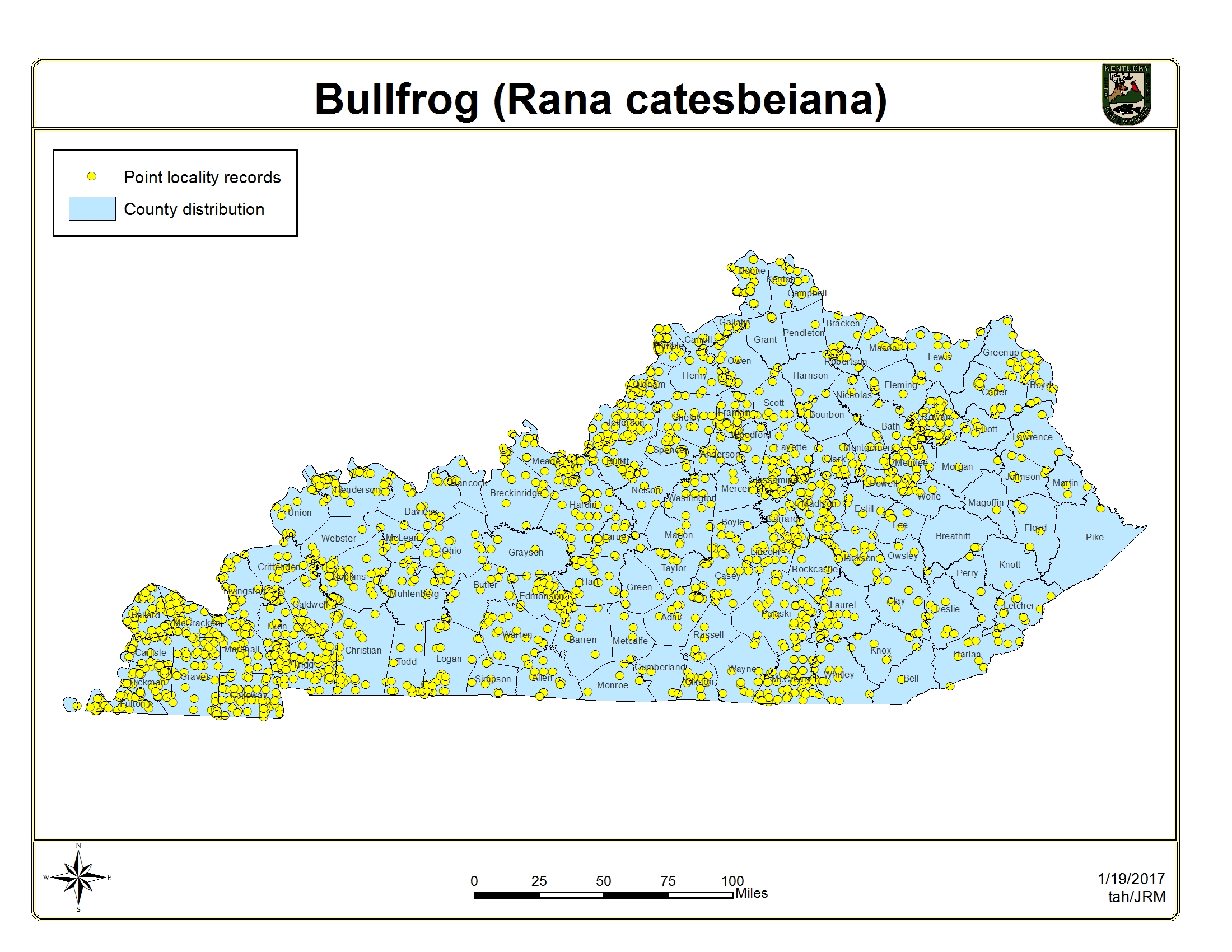 bullfrog habitat map